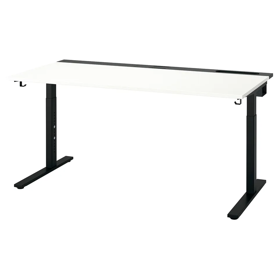 MITTZON white top black metal adjustable desk.