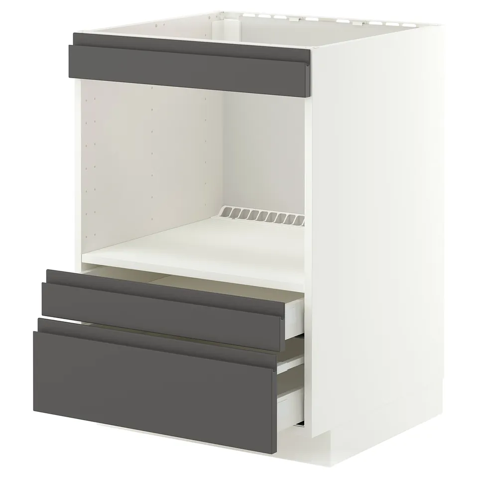 METOD / MAXIMERA Base cabinet f built-in appliances, white/Voxtorp dark grey, 60x60x80 cm