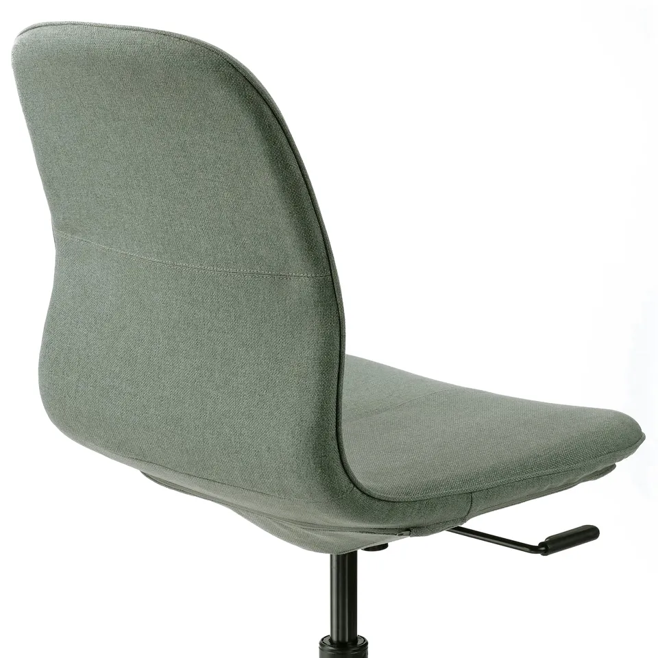 Contemporary office chair with sleek, comfy fabric seat & back, adjustable height, modern tilt mechanism, durable star base, and stylish design.