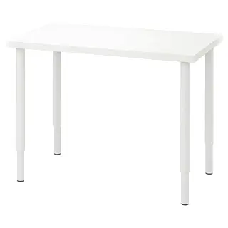 LINNMON/OLOV set: table top + leg, adjustable x4, white, 100x60 cm