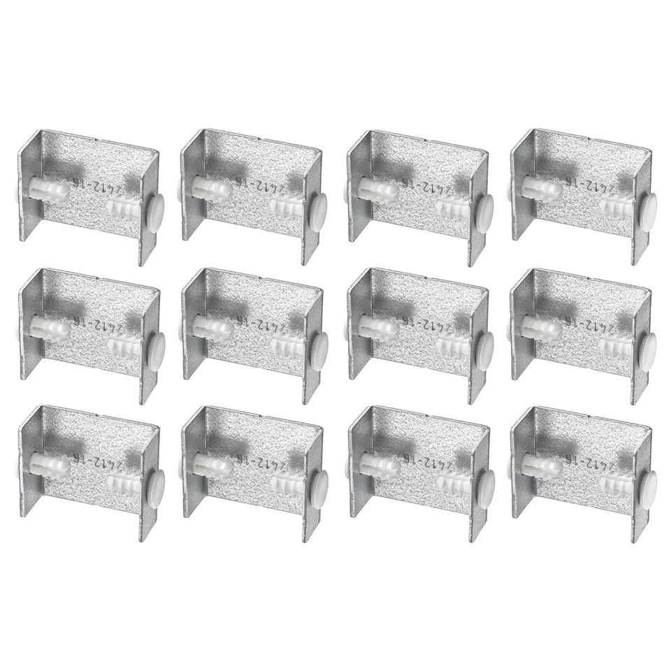 Set of 12 EKET galvanised steel fittings for cabinet connexions.