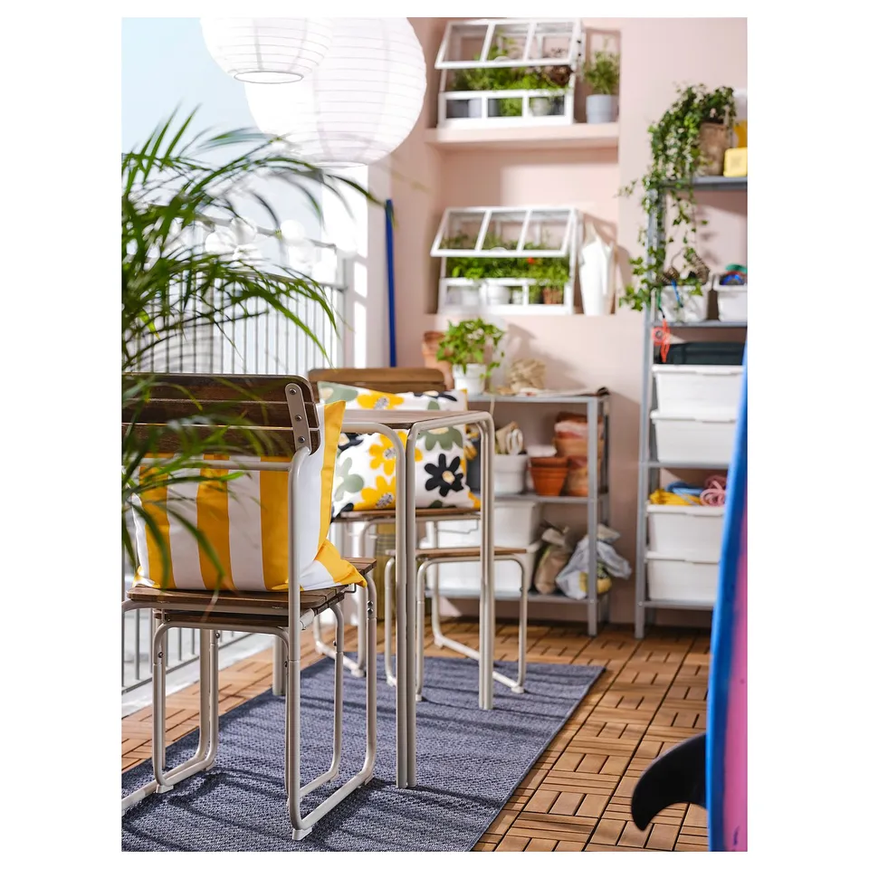 FURUÖN Dining table w 2 chairs+2 footstl, brown/outdoor