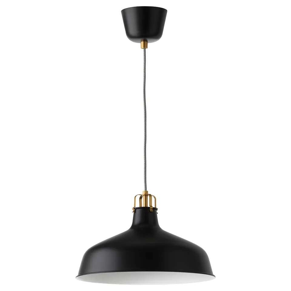 RANARP black pendant lamp. Sleek design with steel and powder-coated finish.