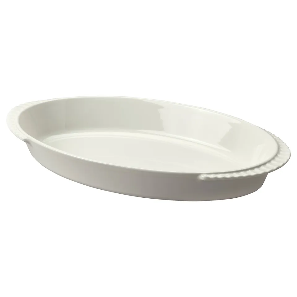 HÖSTAGILLE Oven dish, off-white, 54x30 cm