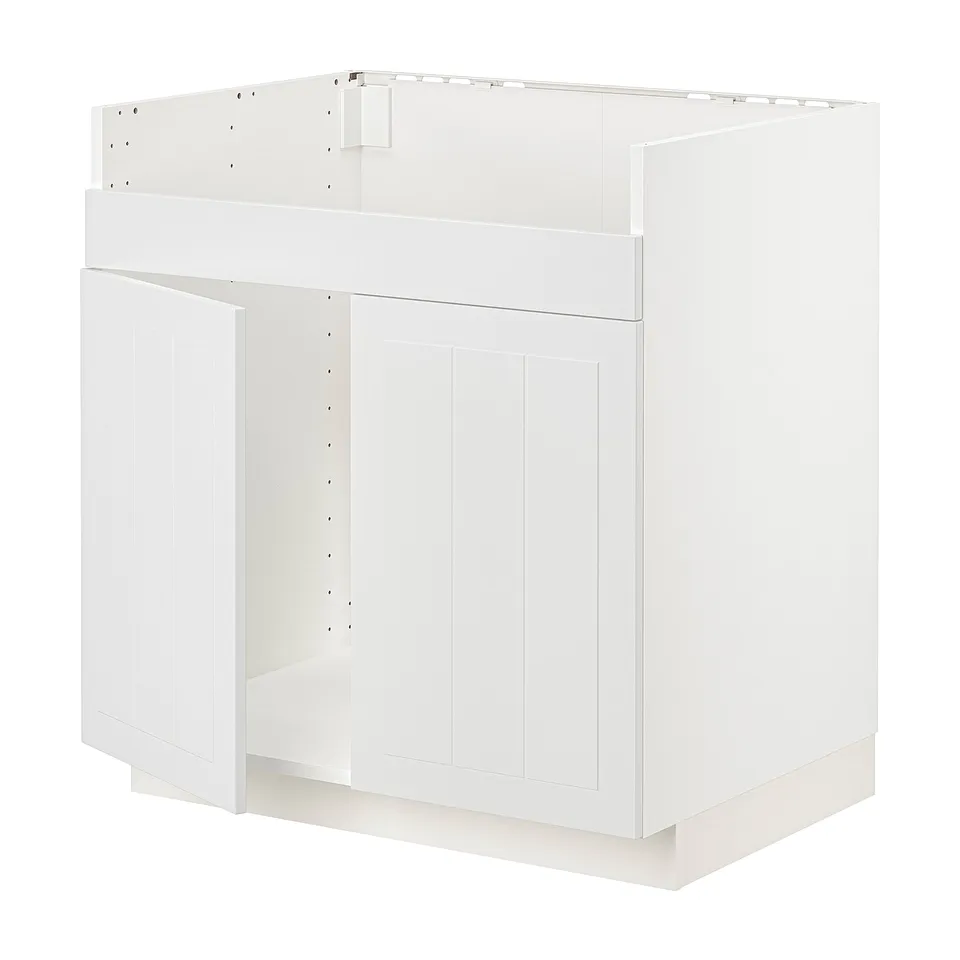 Alt: METOD white kitchen cabinet, rectangular, plain.