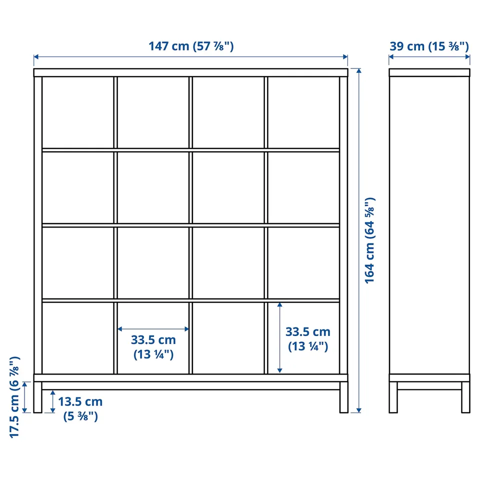 Illustration with measurements for the product: KALLAX.