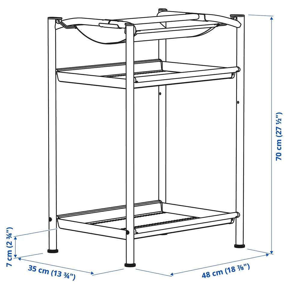 Illustration with measurements for the product: SPÄND.