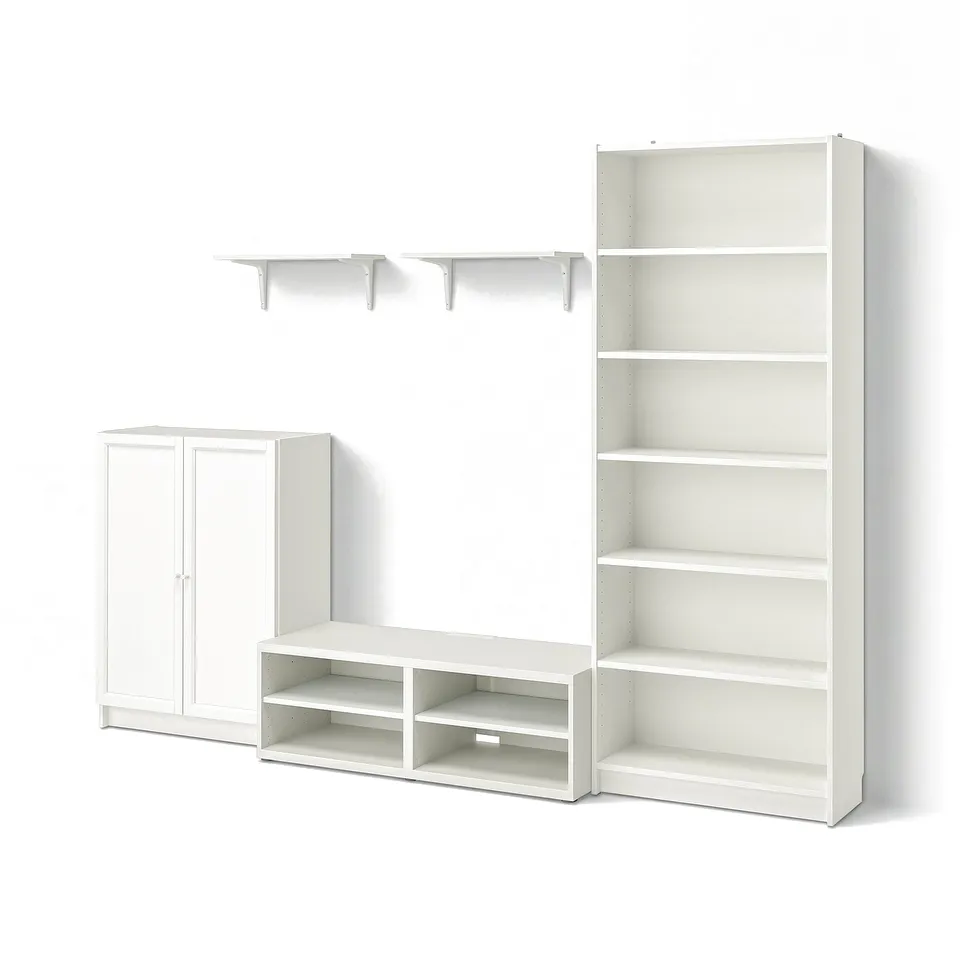 BILLY / BESTÅ TV storage combination, white, 280x40x202 cm