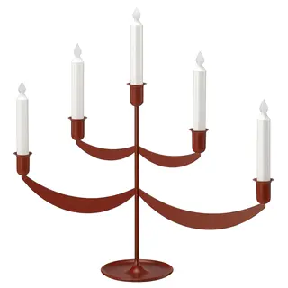 STRÅLA LED candelabra, metal/battery-operated red, Height 47 x Width 50 cm