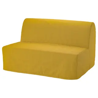 LYCKSELE MURBO 2-seat sofa-bed, Vansbro yellow, Width 142 x Depth 100 x Height 87 cm