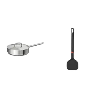BESINNING/IKEA set: sauté pan + wok spatula, stainless steel + silicone, 24 cm