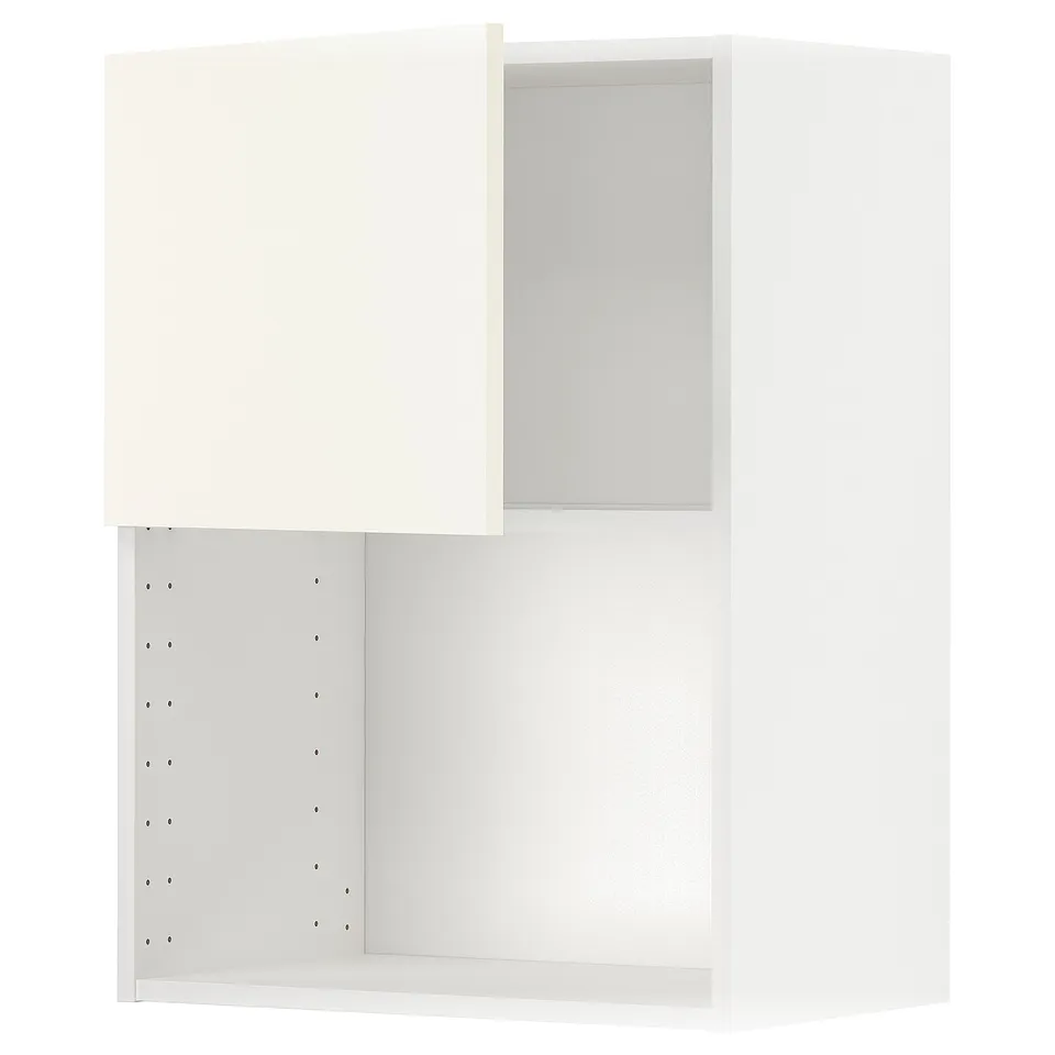 This image an ikea METOD kitchen cabinet in white with a modern design and adjustable shelves.