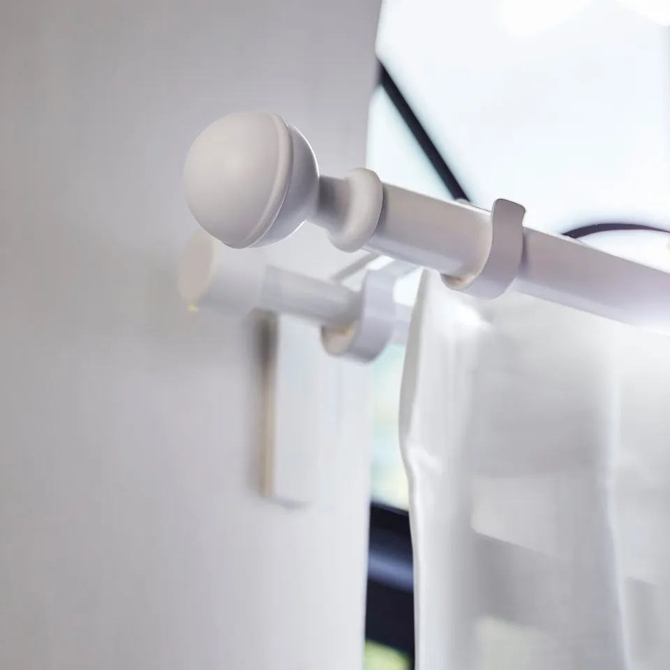 ALVARSTÅNDS white recycled plastic finial on curtain rod, small decor.