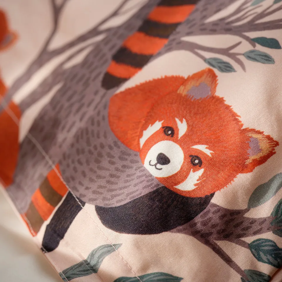 ALPTALL Duvet cover and pillowcase, pink/red panda pattern, 150x200/50x80 cm