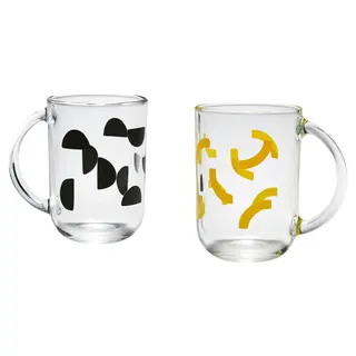 SKEDSTÖR mug, mixed colours yellow/black, 30 cl