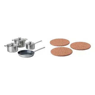 pot + pot stand set: 7-piece cookware set + pot stand, stainless steel + cork