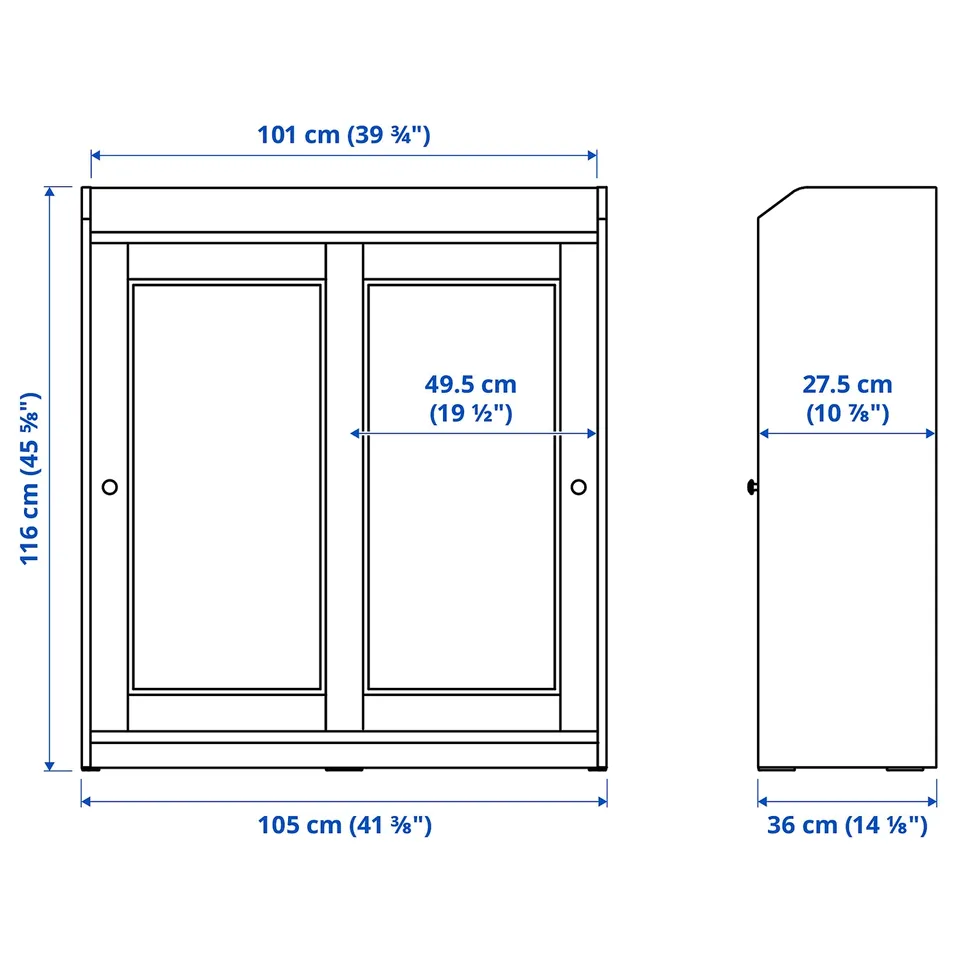 part: HAUGA glass-door cabinet