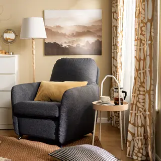 BURVIK/EKOLSUND set: recliner + side table, Gunnared dark grey + white, Width 89 x Depth 97 x Height 103 cm