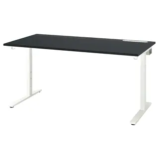 MITTZON desk, black stained ash veneer/black white, 160x80 cm