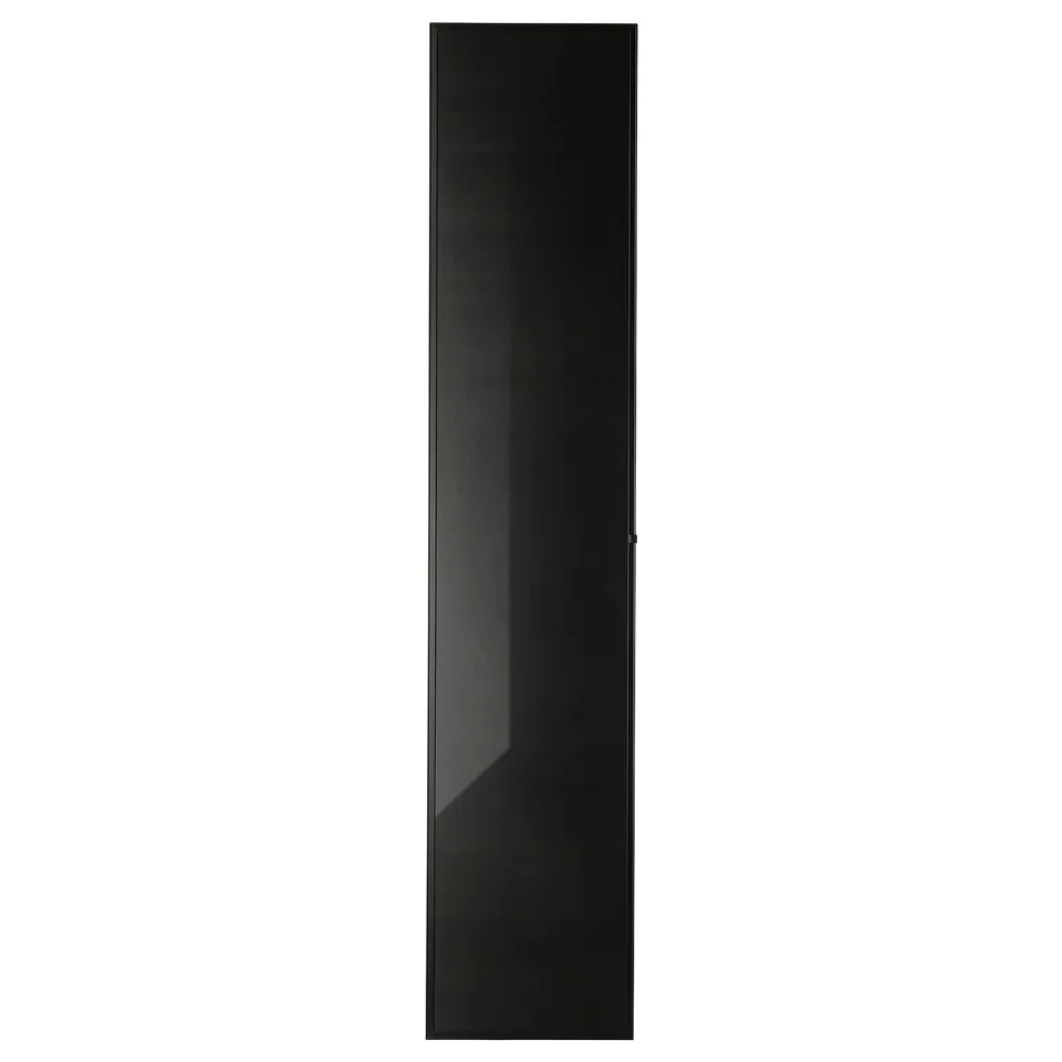 Black HÖGBO glass door for billy bookcase, sleek and modern.