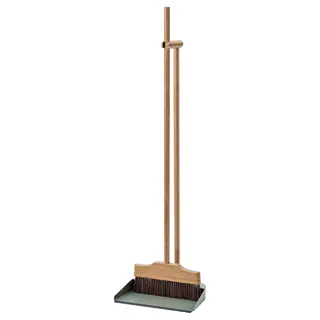 VINDSIKT dustpan/broom, bamboo/grey-green
