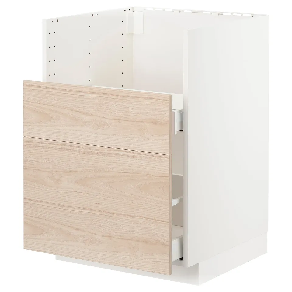 Ikea METOD white & light wood cabinet with drawer.