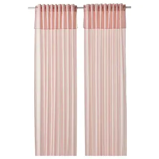 MOALISA curtains, 1 pair, pale pink pink/with heading tape, 145x250 cm
