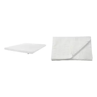LUDDROS/ÅRBERGET set: natural latex mattress + mattress protector, medium firm white, Length 200 x Width 150 cm