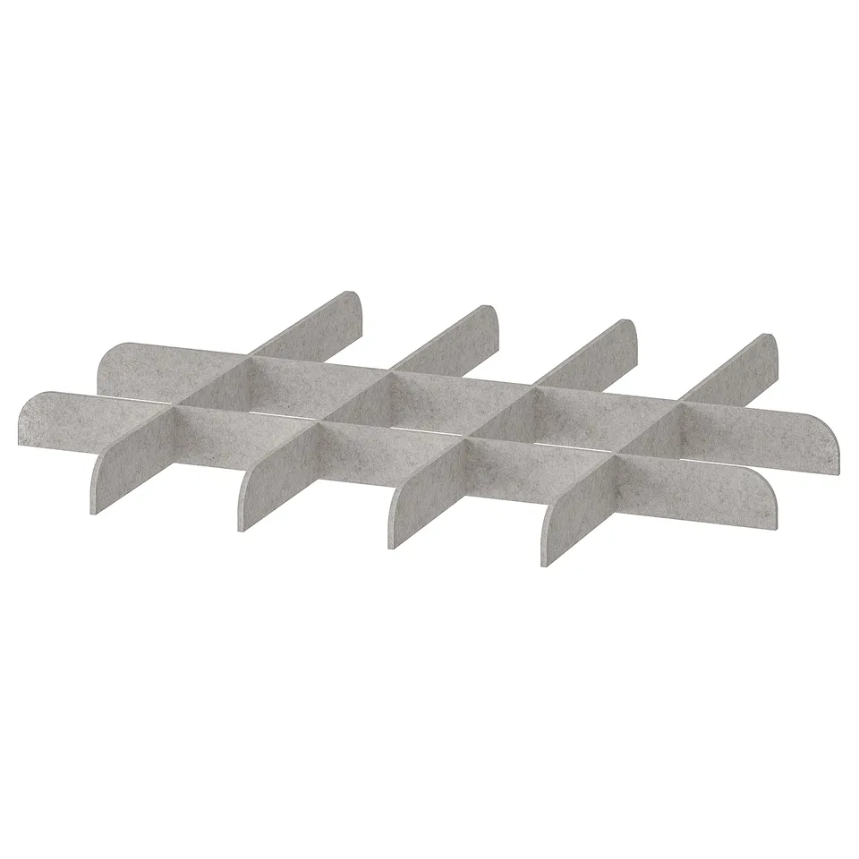 KOMPLEMENT shoe rack, grey, cardboard, 5 slots, simple design.