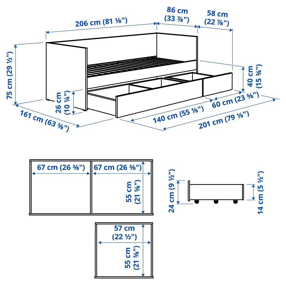 VIHALS Day-bed with storage/1 mattress, white/Ågotnes firm, 80x200 cm