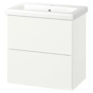 ENHET / TVÄLLEN wash-stnd w drawers/wash-basin, white, 64x43x65 cm