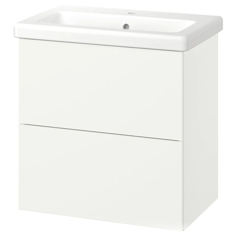 ENHET / TVÄLLEN Wash-stnd w drawers/wash-basin, white, 64x43x65 cm