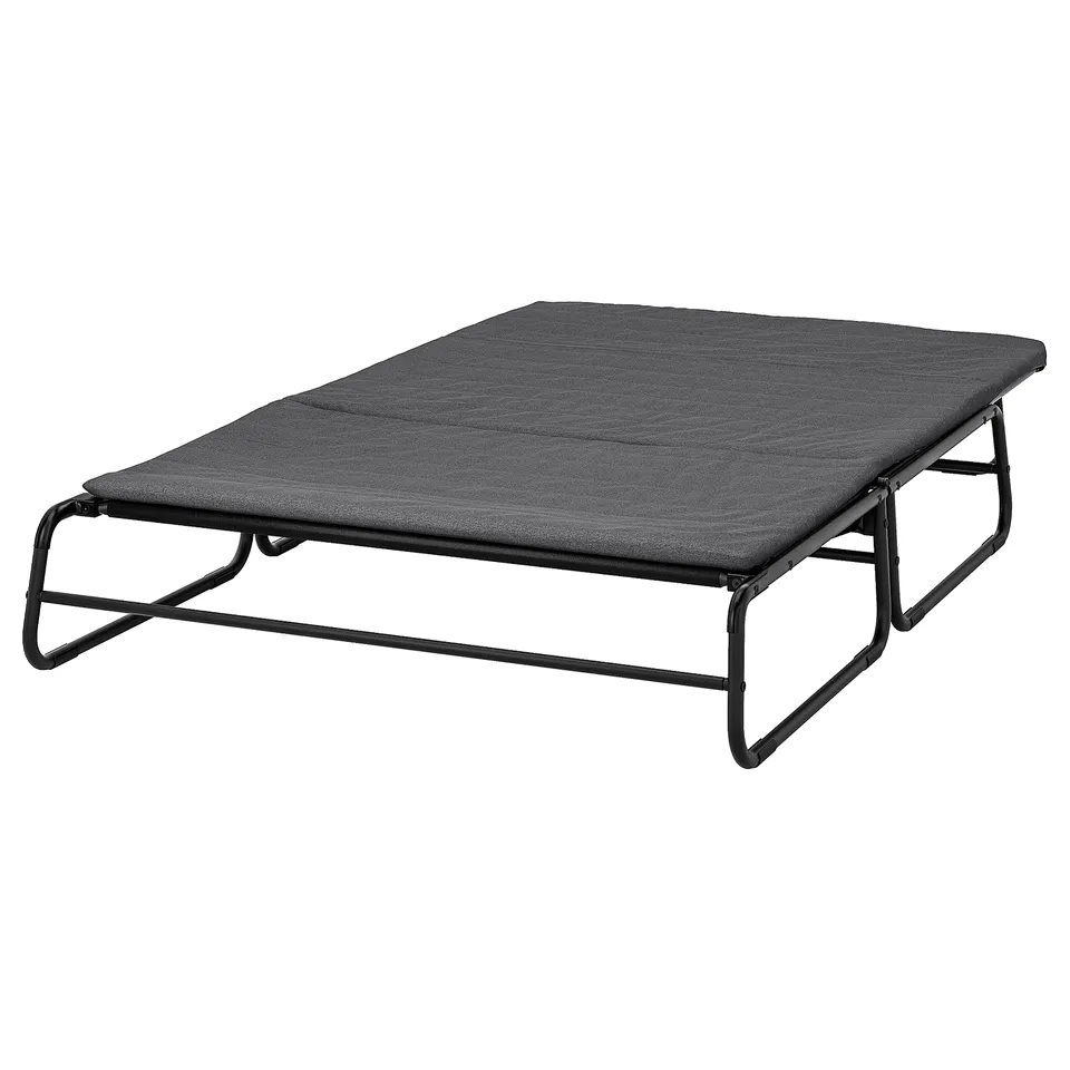 A grey HAMMARN sofa bed with a metal frame, suitable for sleeping two.