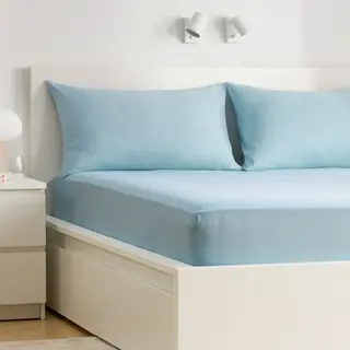 BRUKSVARA Fitted sheet & pillowcase, 150x200/50x80 cm