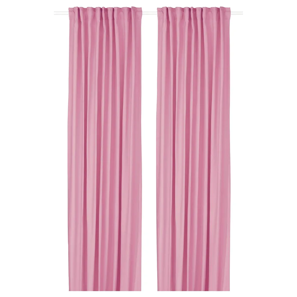 Pink GINSTMOTT curtains with rod pocket, made from recycled polyester.