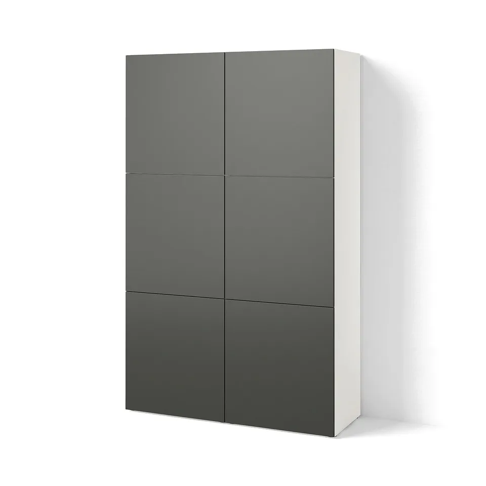 BESTÅ Storage combination with doors, white/Lappviken dark grey, 120x42x193 cm