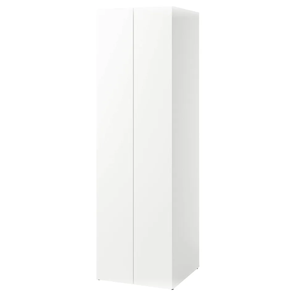 LASTARE white wardrobe: tall, slim, minimalist design. Made from particleboard and fibreboard. Ideal for compact spaces.