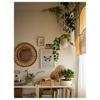 CHILISTRÅN/FEJKA set: artificial potted plant + hanging planter, in/outdoor/tradescantia zebrina + in/outdoor white, 12 cm