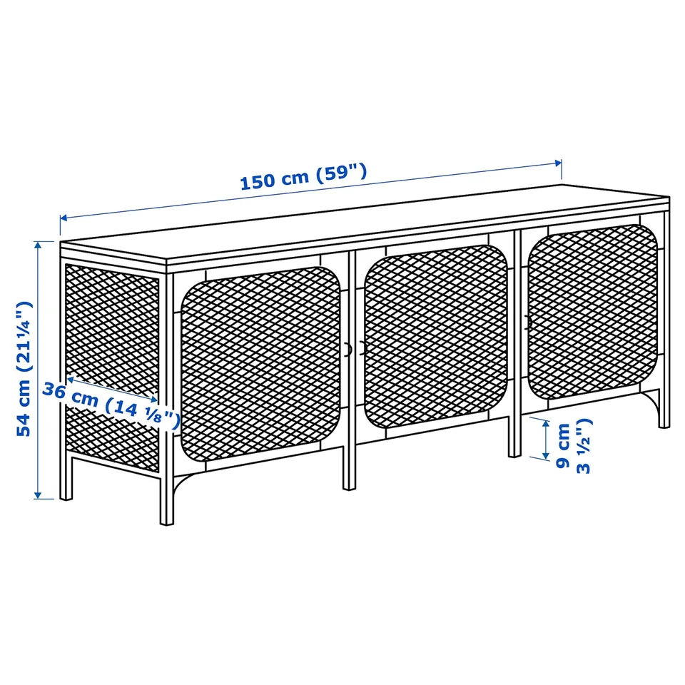 Illustration with measurements for the product: FJÄLLBO.
