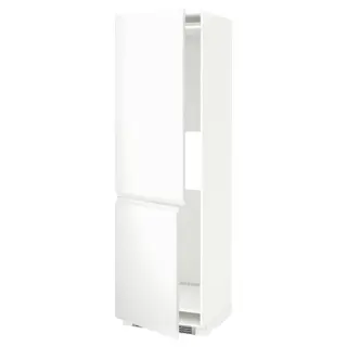 METOD hi cab f fridge or freezer w 2 drs, white/Voxtorp matt white, 60x60x200 cm