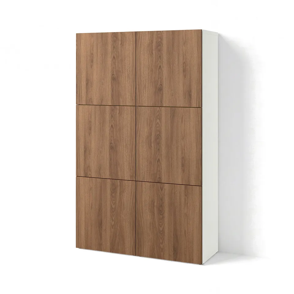 BESTÅ Storage combination with doors, white Lappviken/brown walnut effect, 120x42x193 cm