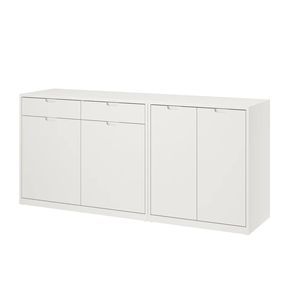 Off-white TONSTAD sideboard with sleek, modern design featuring cabinets and drawers.