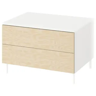 PLATSA chest of 2 drawers, white/Kalbåden lively pine effect, Width 80 x Depth 57 x Height 53 cm