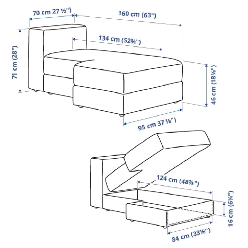 Illustration with measurements for the product: JÄTTEBO.