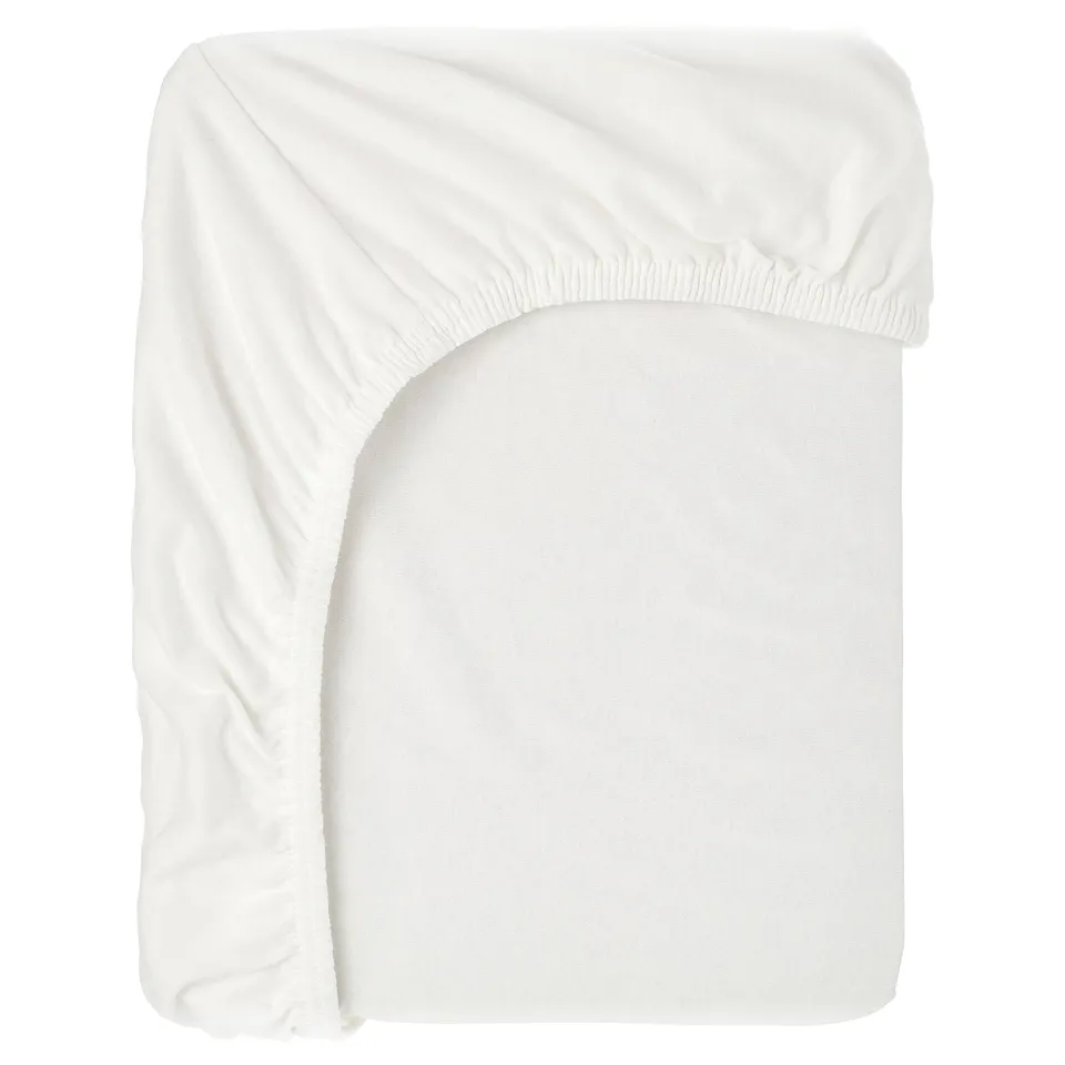 White cotton bed sheet, clean and folded, simple rectangular design.