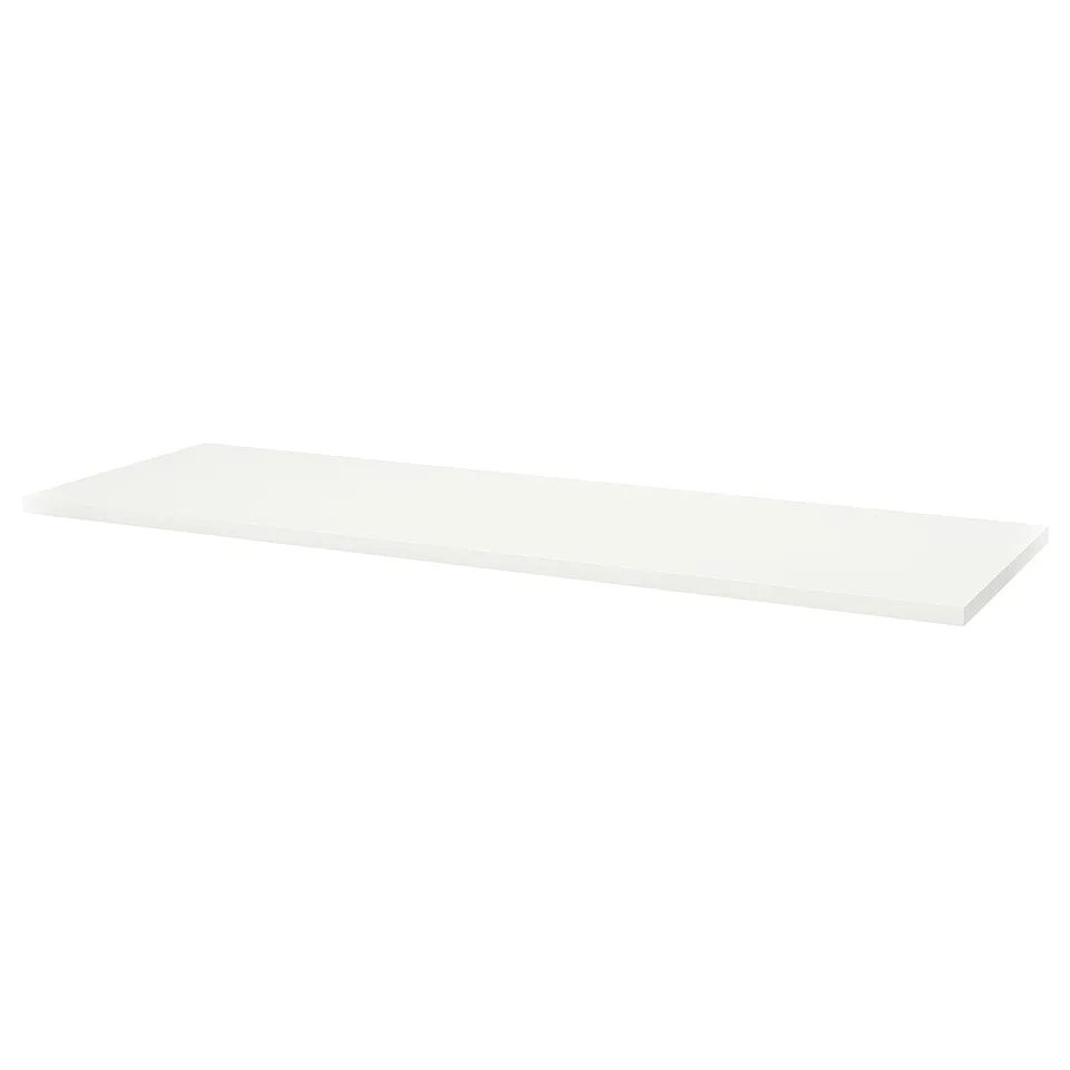 LAGKAPTEN: white rectangular desk shelf, modern minimalist design, sturdy fiberboard, perfect for workspaces.