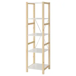 IVAR shelving unit, pine/metal white, Width 48 x Depth 50 x Height 179 cm