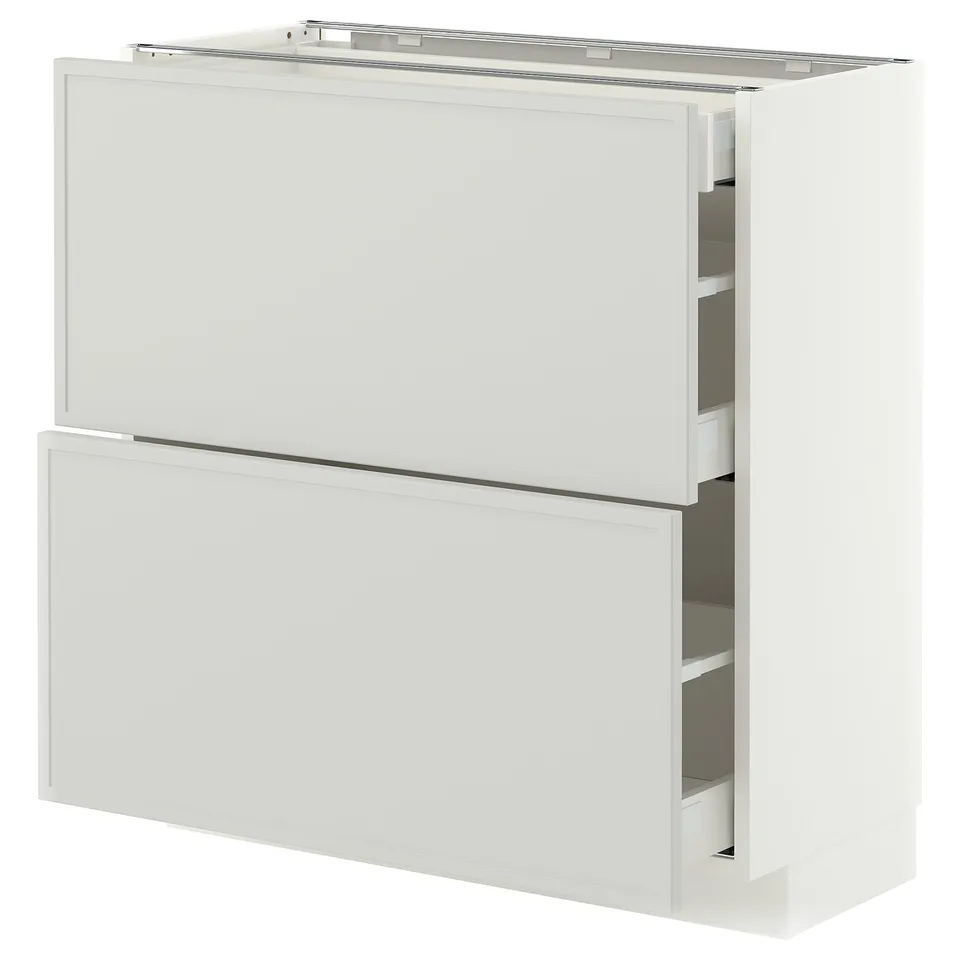 METOD / MAXIMERA Base cab with 2 fronts/3 drawers, white/Aspudden light grey, 80x37x80 cm