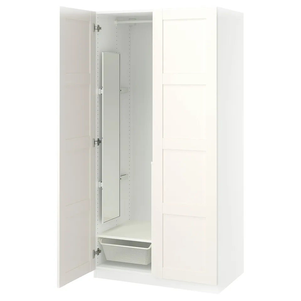 PAX / BERGSBO Wardrobe combination, white/white, 100x60x201 cm