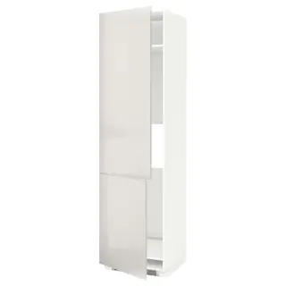 METOD high cab f fridge/freezer w 2 doors, white/Ringhult light grey, 60x60x220 cm